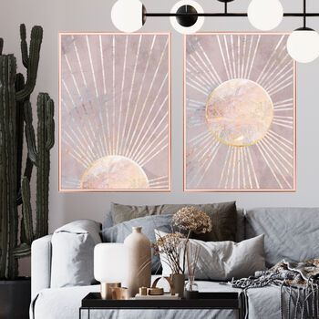 Boho Sun Pink Marble Gold Wall Art Print, 3 of 8