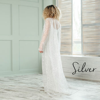 Gold Sequin Kimono | Wedding Cape | Long Sleeved Bridal Cover Up, 7 of 11