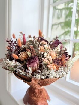 Protea Leucadendron Dried Flower Bouquet With Ruscus, 5 of 5