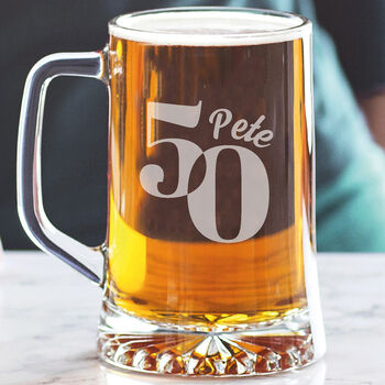 50th Birthday Personalised Beer Tankard Glass, 6 of 6
