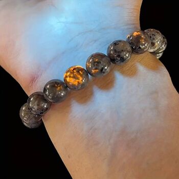 Genuine Natural Yooperlite Gem Stone Bead Bracelet, 5 of 11