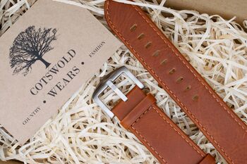 Personalised Brown Leather Strap For Apple Watch 38mm 40mm 41mm 42mm 44mm 45mm 46mm 49mm / Series11, Series10, Series9, Series8, Series7, Series6, Series5, Series4, Series3, Series2, Series1, Se3, Se2, Se1, Ultra1, Ultra2, Ultra Three, 3 of 8