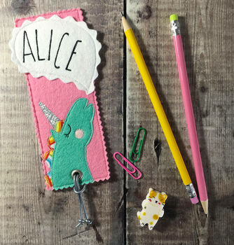 Personalised Happy Unicorn Name Bookmark For Children, 3 of 7