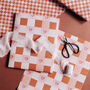 Terracotta Check Gift Wrap Set – Classic Checkerboard And Heart Designs For Romantic And Everyday Gifting, thumbnail 3 of 6