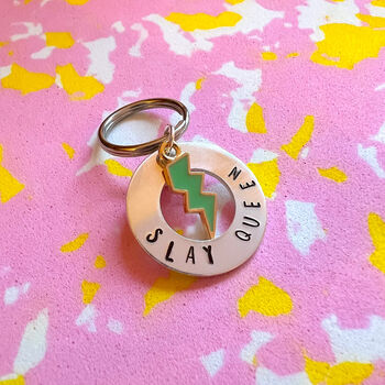 Hand Stamped Slay Queen Keyring, 2 of 4