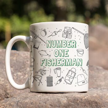 Number One Fisherman Doodles Ceramic Mug, 2 of 3