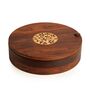 Vintage Floral Burnt Wooden Round Spice Box, thumbnail 3 of 3