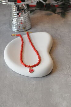 Glass Seed Bead Red Heart Necklace, 3 of 5