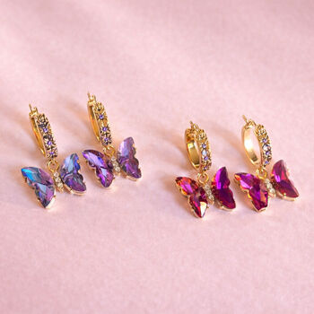 Butterfly Drop Hoop Earrings, 3 of 6