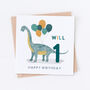 Personalised Dino Brachiosaurus And Balloons Card, thumbnail 2 of 3