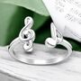 Sterling Silver Adjustable Music Note Ring, thumbnail 1 of 3