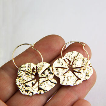 Irregular Hammered Disc Hoop Earrings, 4 of 6