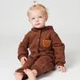 Personalised Brown Fleece Hooded Boucle Teddy Jumpsuit, thumbnail 1 of 5