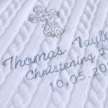 Personalised Christening Blanket With Pom Poms, 2 of 9