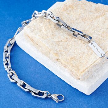Silver Personalised Large Link Bracelet For Men And Women, 6 of 12