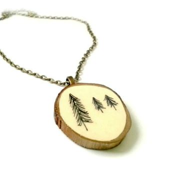 Natural Illustrated Tree Wooden Necklace, 2 of 3