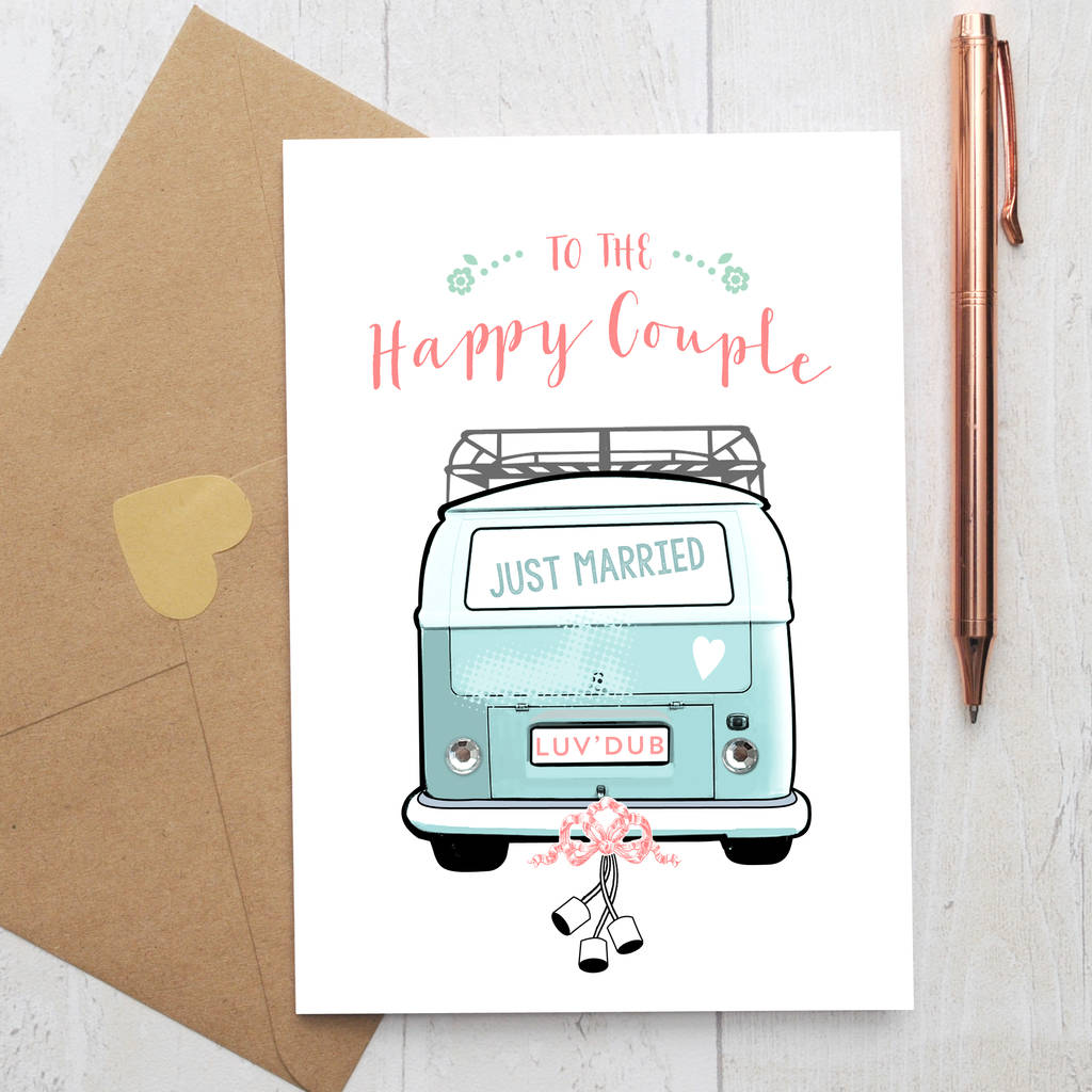 Personalised Wedding Camper Van Print By Papergravy