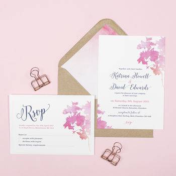 Pink Blossom Wedding Invitation, 2 of 4