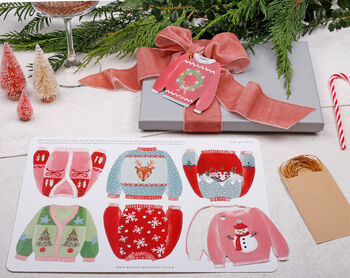 12 Christmas Gift Tags With Cute Christmas Jumper Design And Gold Twine, 2 of 4