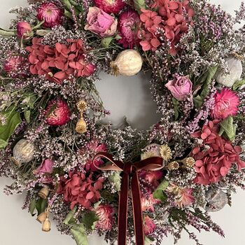 Autumnal Dried Flower Heather And Poppy Wreath, 5 of 9