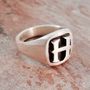 Personalised Initial Cushion Silver Signet Ring, thumbnail 1 of 4