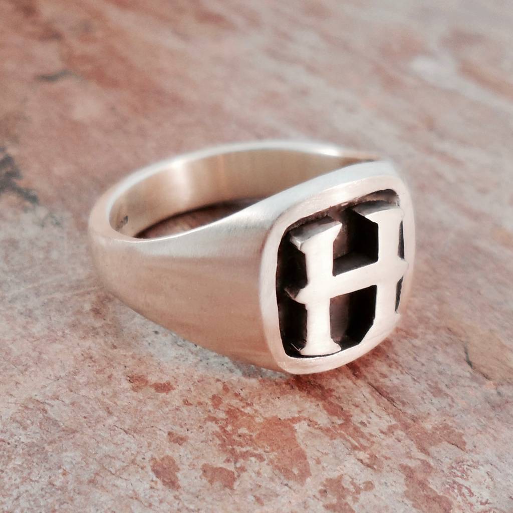 Personalised Initial Cushion Silver Signet Ring, 1 of 4