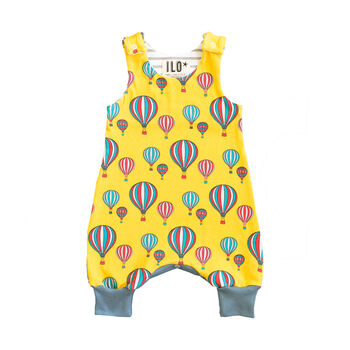Hot Air Balloons Organic Romper On Yellow, 4 of 4