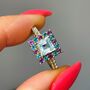 Blue Topaz And Amethyst Square Cocktail Ring, thumbnail 3 of 6