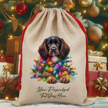 Personalised Sprocker Spaniel In Christmas Lights, 2 of 10