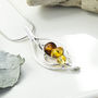 Sterling Silver Amber Leaf Necklace, thumbnail 3 of 4