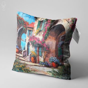 Decorative Cushion Cover With Flower Houses Design, 3 of 7