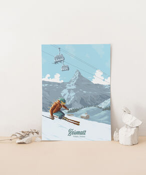 Zermatt Ski Resort Switzerland Travel Poster Art Print, 3 of 8