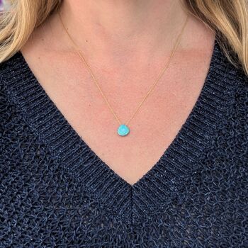 Turquoise Teardrop December Birthstone Necklace, Gold, 5 of 7