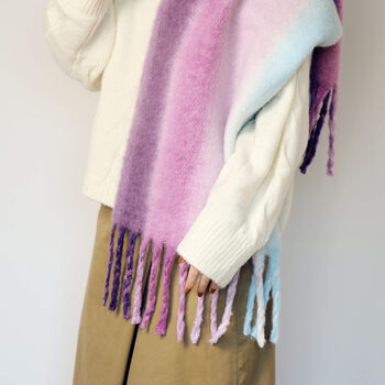 Chunky Knit Oversized Ombre Colour Gradient Scarf, 4 of 11