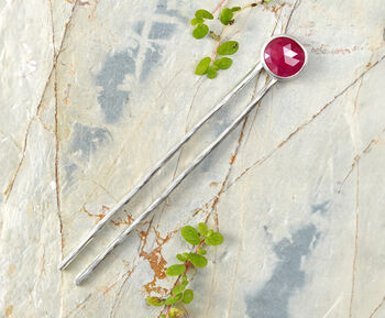 Natural Ruby Hairpin In Sterling Silver, 2 of 3