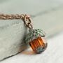 Verdigris Amber Acorn Necklace, thumbnail 3 of 10