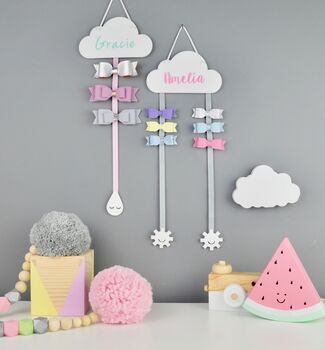 Girls Personalised Hair Bow Holder Neutral Colours, 2 of 8