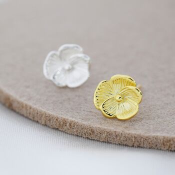 Violet Flower Stud Earrings In Sterling Silver, 6 of 11