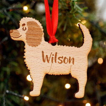 Personalised Cockapoo Wooden Christmas Dog Decoration, 2 of 4