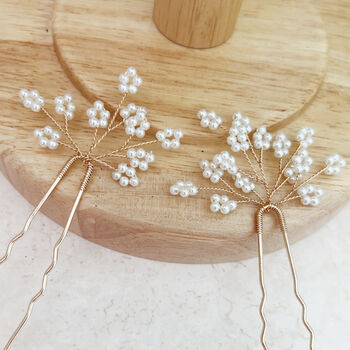 Beaded Gypsophila Bridal Hair Pins, 3 of 5