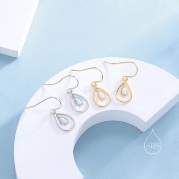 Aqua Green Opal Droplet Hook Earrings, 7 of 12