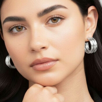 Nami 925 Sterling Silver Plated Twist Hoop Earrings, 2 of 5