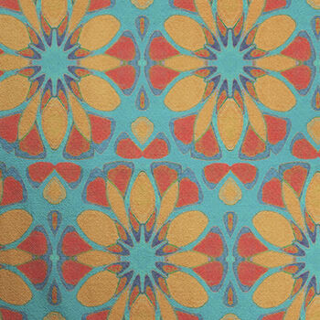 Moroccan Flower Blue Orange Tea Towel, 8 of 11