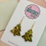 Green And Red Christmas Tree Glitter Resin Earrings / Traditional Holiday Jewellery / Christmas Gift / Secret Santa Gift, thumbnail 5 of 10