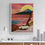 Retro Praying Mountain Peak Sunset Collage Art Print, thumbnail 7 of 8