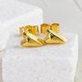 Heart Handmade Ear Studs In 22ct Gold Plated Silver, thumbnail 2 of 11