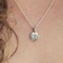 Aquamarine Circle Necklace In 9ct Yellow Gold, thumbnail 2 of 3