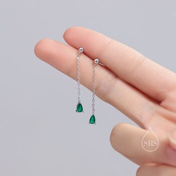 Emerald Green Droplet Dangle Stud Earrings, 6 of 12