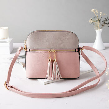 Personalised Colour Block Bag In Pink And Grey By PoppyK