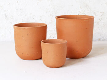 Terracotta Plant Pots Set Of Three U Curved, 6 of 6